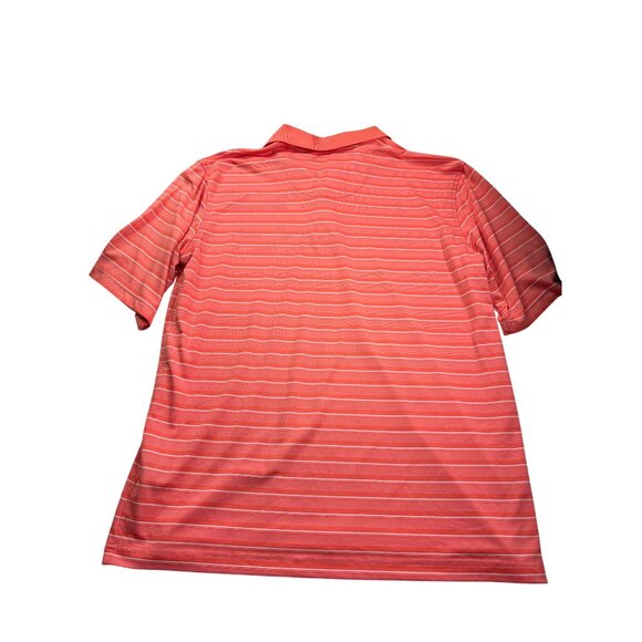 Pebble Beach Striped Polo Shirt Mens Size L Orange White Polyester Golf - Picture 2 of 5